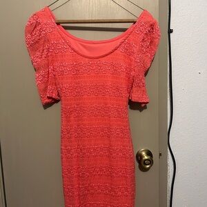 Chic Coral Lace Mini Dress
